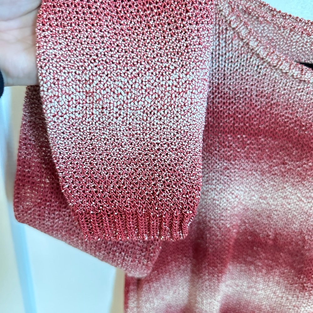 ALICE & OLIVIA M Ethan ombre red stripe cable knit long sleeve preppy tunic boho - Picture 8 of 12